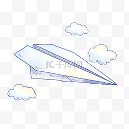 卡通扁平云图片_创意手绘纸飞机