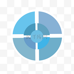 ppt模板卡通图片_圆形渐变蓝色分类图标