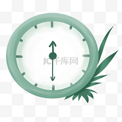 简约冷色调图片_植物圆形时钟