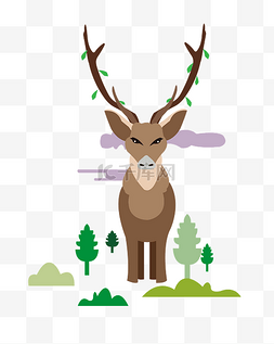 矢量卡通褐色麋鹿