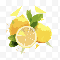 几何柠檬水果png免抠