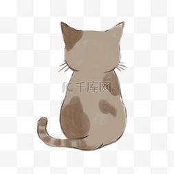 卖萌猫咪图片_猫咪背影手绘插画