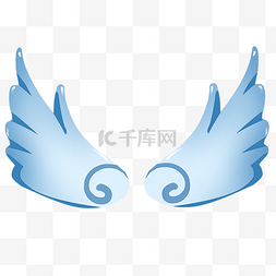 天使翅膀图片_蓝色的翅膀手绘插画
