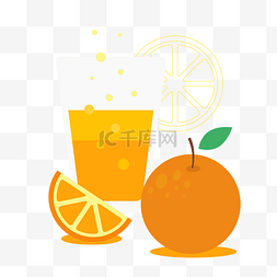 扁平化食物卡通图片_手绘卡通橙汁元素