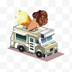 快餐车卡通图片_卡通冰淇淋球快餐车矢量素材