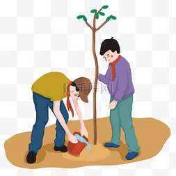 植树节海报设计图片_手绘植树节人物png素材