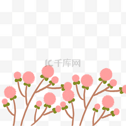 节日粉色手绘花叶装饰