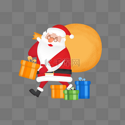 圣诞节圣诞老人与礼物主题插画