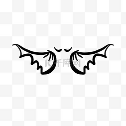 手绘卡通翅膀翅膀图片_手绘炫酷黑色蝙蝠双翅膀
