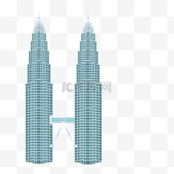 矢量双子座城市建筑大楼图案