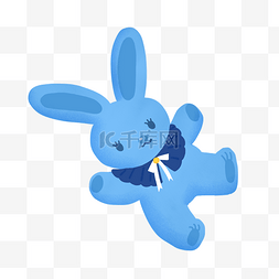 小兔子插画图片_蓝色创意小兔子元素