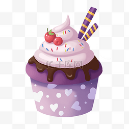 紫色纸杯蛋糕插画