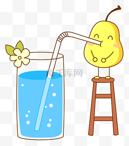 饮料碳酸饮料图片_碳酸饮料和可爱卡通拟人化梨子免