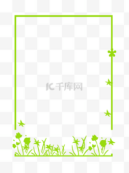 鲜花海报简约图片_绿色小清新树叶手绘边框