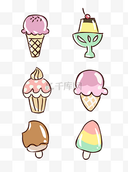食物元素手绘可爱卡通冰淇淋雪糕