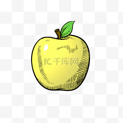 绿色暖色调图片_水果类装饰图案黄苹果