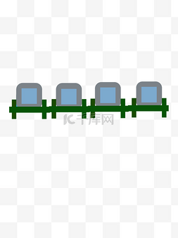 座椅图片_卡通扁平绿色蓝灰色公园座椅元素