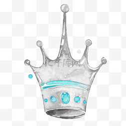 水彩手绘公主银色水晶皇冠