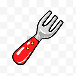 对钩叉子图片_红色的叉子手绘插画