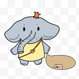 大象买年货手绘插画