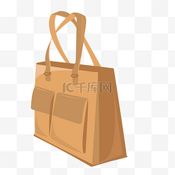 包包冷色调图片_手绘卡通棕色包包