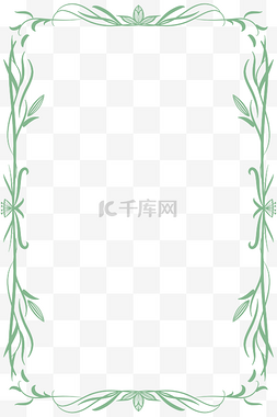 淡绿色花藤装饰方形边框
