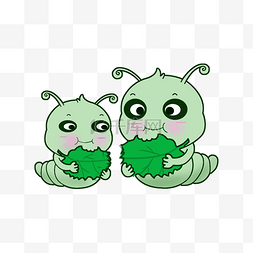 春蚕装饰图案绿色蚕宝宝