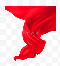 红丝带红绸子图片_手绘美丽红绸子插画