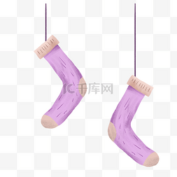 简约手绘浅紫色的袜子插画海报免