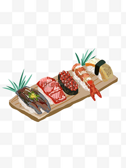 美食手绘日料寿司拼盘设计元素合