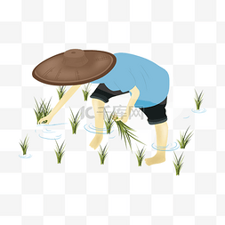 农民农民图片_卡通手绘插秧的农民