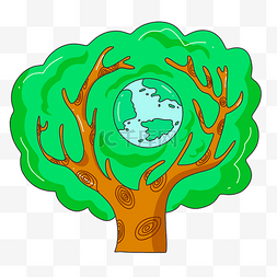 环境保护创意插画图片_环保树木装饰插画