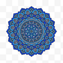 圆形古典花纹边框图片_矢量手绘蓝色花纹