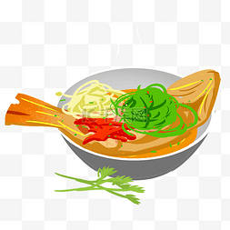手绘食物中餐图片_特色红烧鱼手绘插画