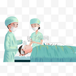 彩色卡通手绘医生手术元素