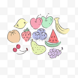 可爱清新手绘水果组合