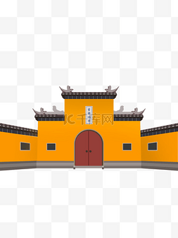 中国古建筑插画图片_鸡鸣寺手绘可商用元素