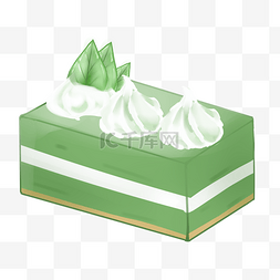 甜点抹茶方蛋糕插画