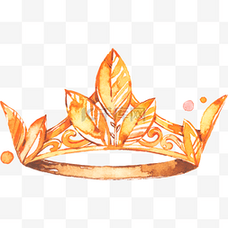 水彩手绘公主金色皇冠