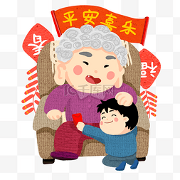 手绘节日氛围图片_新年手绘小孩子讨紅包