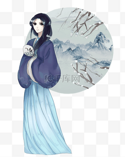 古风人物动漫图片_节气白露动漫古风美女手绘插画