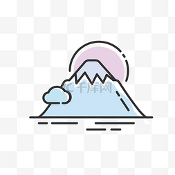 矢量旅游图图片_世界旅游MBE风格富士山景点图案