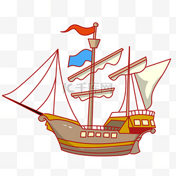 一帆风顺船图片_手绘水上航海船插画