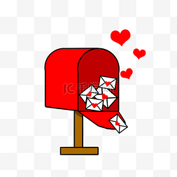 红色的信箱图片_手绘爱情情信插画