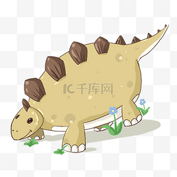 褐色的背鳍恐龙插画
