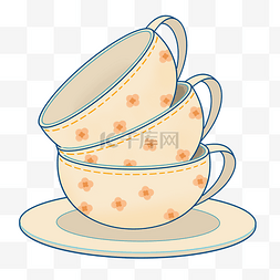 欧式咖啡图片_垒砌三个茶杯
