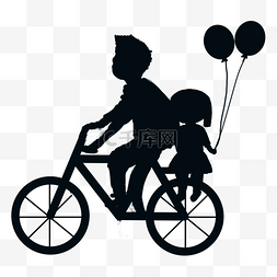 小女孩坐在父亲自行车上父亲节剪