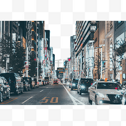 马路俯视图片_日本东京银座夜景