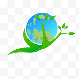 树叶logo图片_蓝色地球环保LOGO