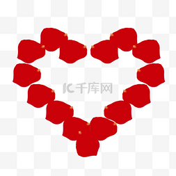 玫瑰心形花瓣图片_红色的玫瑰花瓣组成的心形